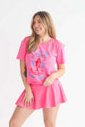 Fresh Catch Tee Pink Crop