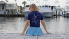 Navy Embroidered Marlin Crop Tee